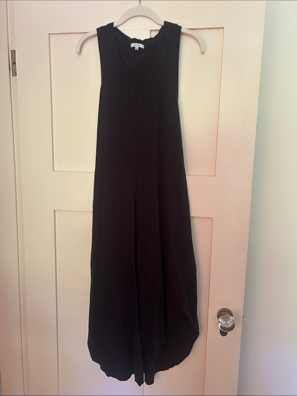 Z Supply Black Sleeveless V-Neck Midi Dress